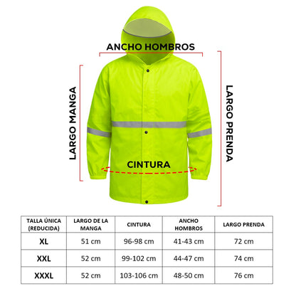 Chaqueta Impermeable Reflectiva con Capota y Visera Alta Visibilidad y Protección CI002
