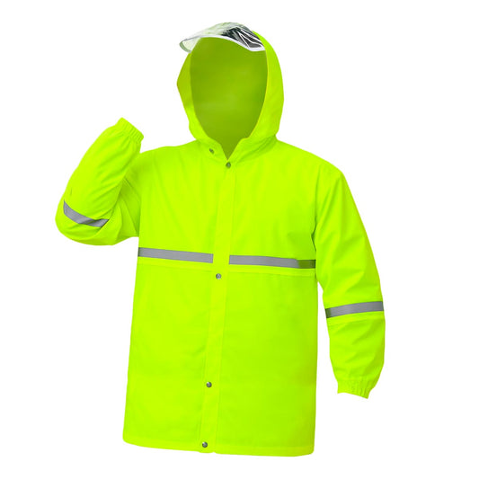Chaqueta Impermeable Reflectiva con Capota y Visera Alta Visibilidad y Protección CI002